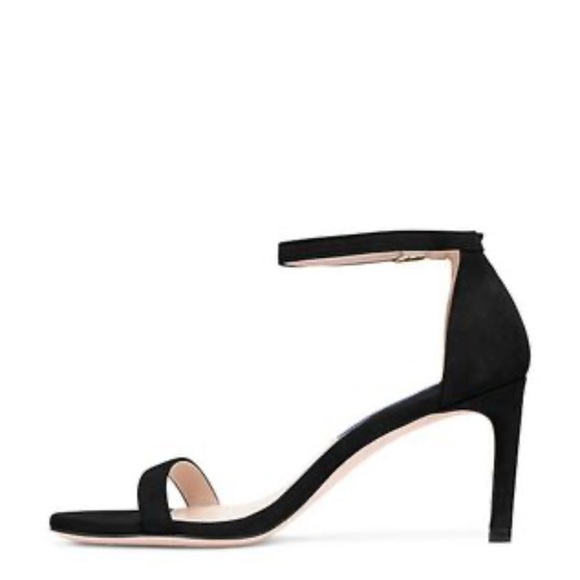 Stuart Weitzman Black Suede Strappy Heel Size 8.5 - Picture 1 of 9